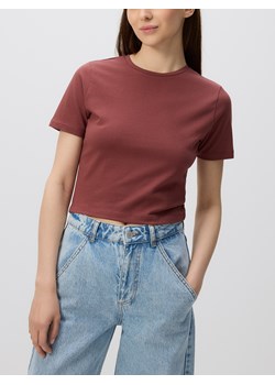 Reserved - Bawełniany crop top - brązowy - id: 402FS-88X - marki Reserved - 184600900 Reserved - Bawełniany crop top - brązowy ze sklepu Reserved w kategorii Bluzki damskie - zdjęcie 184600900