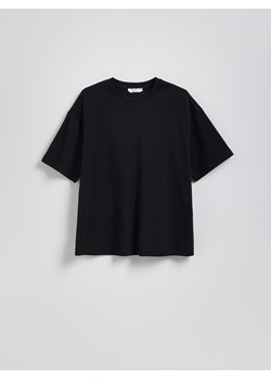 Reserved - T-shirt oversize z merceryzowanej bawełny - czarny ze sklepu Reserved w kategorii Bluzki damskie - zdjęcie 184601052