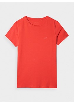 Damski t-shirt basic 4F 4FWMM00TTSHF2255 - czerwony ze sklepu Sportstylestory.com w kategorii Bluzki damskie - zdjęcie 184601193