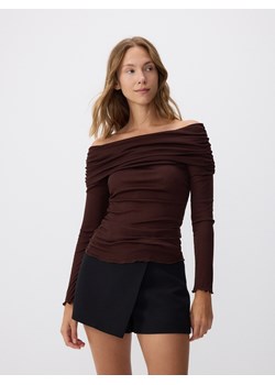 Reserved - Bluzka z odkrytymi ramionami - ciemnobrązowy ze sklepu Reserved w kategorii Bluzki damskie - zdjęcie 184602282