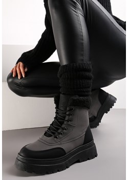 Czarne Traperki z Futerkiem Thalene ze sklepu born2be.pl w kategorii Workery damskie - zdjęcie 184603674