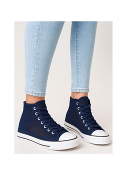Granatowe ażurowe trampki damskie na lato /D7-1 16334 G9-84/ ze sklepu Pantofelek24.pl w kategorii Trampki damskie - zdjęcie 184607473