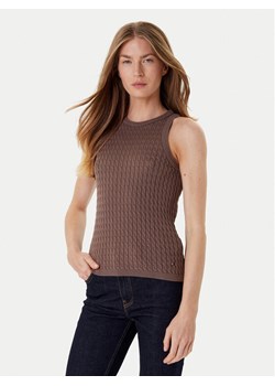 Tommy Hilfiger Top WW0WW45706 Brązowy Slim Fit ze sklepu MODIVO w kategorii Bluzki damskie - zdjęcie 184608351