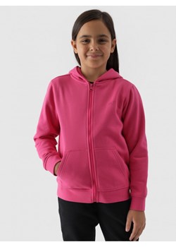 Dziewczęca bluza dresowa rozpinana z kapturem 4F 4FJWMM00TSWSF1315 - różowa ze sklepu Sportstylestory.com w kategorii Bluzy dziewczęce - zdjęcie 184610581