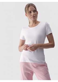 Damski t-shirt basic 4F 4FWMM00TTSHF1845 - biały ze sklepu Sportstylestory.com w kategorii Bluzki damskie - zdjęcie 184610633