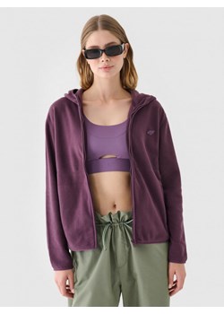 Damski polar rozpinany z kapturem 4F 4FWMM00TFLEF315 - fioletowy ze sklepu Sportstylestory.com w kategorii Bluzy damskie - zdjęcie 184610662