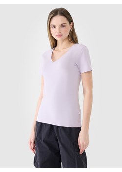 Damski t-shirt basic 4F 4FWSS25TTSHF1990 - fioletowy ze sklepu Sportstylestory.com w kategorii Bluzki damskie - zdjęcie 184610802