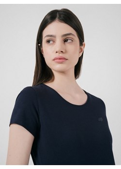 Damski t-shirt basic 4F NOSD4-TSD300 - granatowy ze sklepu Sportstylestory.com w kategorii Bluzki damskie - zdjęcie 184611170
