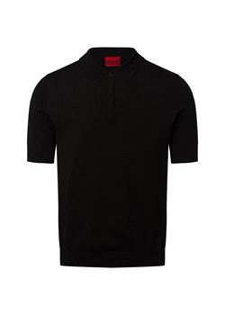 HUGO Męska koszulka polo z dzianiny - San Peter Mężczyźni czarny jednolity ze sklepu vangraaf w kategorii T-shirty męskie - zdjęcie 184615510