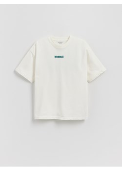 Reserved - Bawełniany t-shirt z nadrukiem - złamana biel ze sklepu Reserved w kategorii T-shirty chłopięce - zdjęcie 184615974