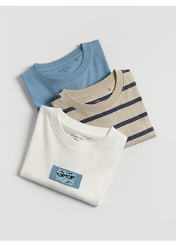 Reserved - Bawełniany t-shirt 3 pack - jasnoniebieski ze sklepu Reserved w kategorii T-shirty chłopięce - zdjęcie 184616072