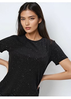 Mohito - Czarny t-shirt z ozdobnymi elementami - czarny ze sklepu Mohito w kategorii Bluzki damskie - zdjęcie 184617890