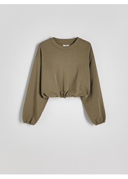 Reserved - Bawełniana bluza oversize - oliwkowy ze sklepu Reserved w kategorii Bluzy damskie - zdjęcie 184618082