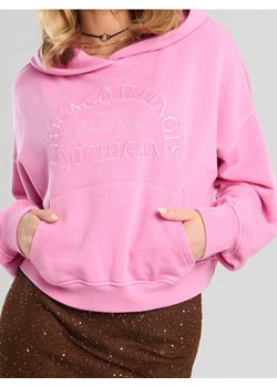 Sinsay - Bluza hoodie z haftowanym napisem - różowy ze sklepu Sinsay w kategorii Bluzy damskie - zdjęcie 184623101