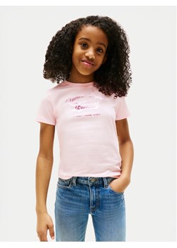 Tommy Hilfiger T-Shirt Script KG0KG08636 Różowy Regular Fit ze sklepu MODIVO w kategorii Bluzki dziewczęce - zdjęcie 184623224