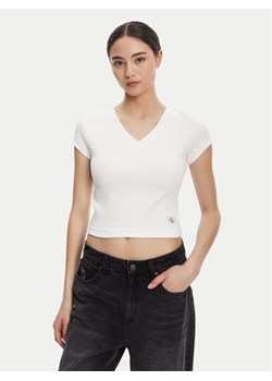 Calvin Klein Jeans T-Shirt LV047C910G Biały Regular Fit ze sklepu MODIVO w kategorii Bluzki damskie - zdjęcie 184623380