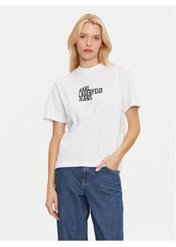 Karl Lagerfeld Jeans T-Shirt 246J1712 Biały Regular Fit ze sklepu MODIVO w kategorii Bluzki damskie - zdjęcie 184623492