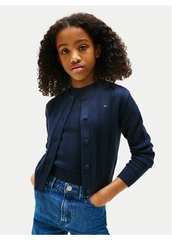 Tommy Hilfiger Kardigan Pointelle KG0KG08677 Granatowy Regular Fit ze sklepu MODIVO w kategorii Swetry dziewczęce - zdjęcie 184623531