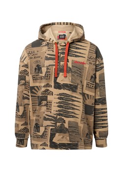 Scotch & Soda Męski sweter z kapturem Mężczyźni Materiał dresowy taupe nadruk ze sklepu vangraaf w kategorii Bluzy męskie - zdjęcie 184627191