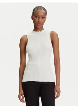 HUGO Bluzka Sarepilk 50542597 Écru Slim Fit ze sklepu MODIVO w kategorii Bluzki damskie - zdjęcie 184629150