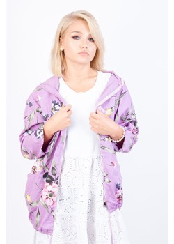 FIOLETOWA NARZUTA/ BLUZA W KWIATY Z KAPTUREM ze sklepu olika.com.pl w kategorii Bluzy damskie - zdjęcie 184630204