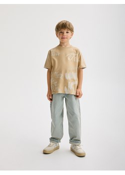 Reserved - T-shirt oversize z nadrukiem - beżowy ze sklepu Reserved w kategorii T-shirty chłopięce - zdjęcie 184630281