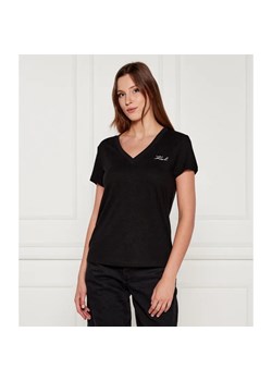 Karl Lagerfeld Lniany t-shirt | Regular Fit ze sklepu Gomez Fashion Store w kategorii Bluzki damskie - zdjęcie 184631181