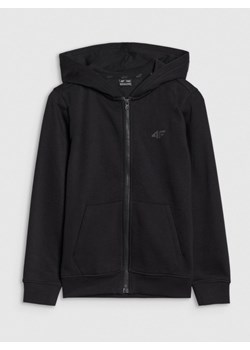 Chłopięca bluza dresowa rozpinana z kapturem 4F 4FJWSS25TSWSM1714 - czarna ze sklepu Sportstylestory.com w kategorii Bluzy chłopięce - zdjęcie 184631530