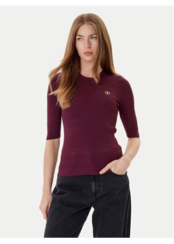 TWINSET Sweter 252TP3240 Bordowy Regular Fit ze sklepu MODIVO w kategorii Swetry damskie - zdjęcie 184632634