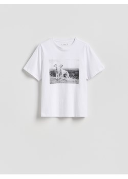 Reserved - T-shirt z nadrukiem - biały ze sklepu Reserved w kategorii Bluzki damskie - zdjęcie 184635913