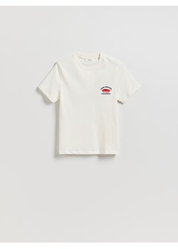 Reserved - T-shirt z nadrukiem i haftem - złamana biel ze sklepu Reserved w kategorii Bluzki damskie - zdjęcie 184638044