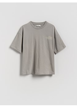 Reserved - Bawełniany t-shirt z nadrukiem - ciemnoszary ze sklepu Reserved w kategorii T-shirty chłopięce - zdjęcie 184639142