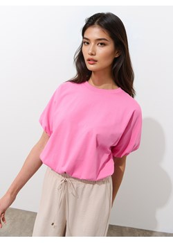 Mohito - Bawełniany różowy t-shirt - mocny różowy ze sklepu Mohito w kategorii Bluzki damskie - zdjęcie 184640241