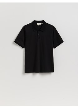 Reserved - Polo z merceryzowanej bawełny - czarny ze sklepu Reserved w kategorii T-shirty męskie - zdjęcie 184640312