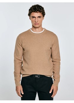 Sweter męski o teksturalnym splocie bawełniany brązowy Reylon 802 ze sklepu Big Star w kategorii Swetry męskie - zdjęcie 184642234