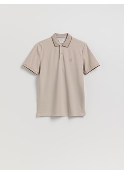 Reserved - Koszulka polo z merceryzowaną bawełną - beżowy ze sklepu Reserved w kategorii T-shirty męskie - zdjęcie 184645970