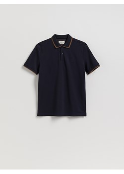 Reserved - Koszulka polo z merceryzowaną bawełną - granatowy ze sklepu Reserved w kategorii T-shirty męskie - zdjęcie 184645972