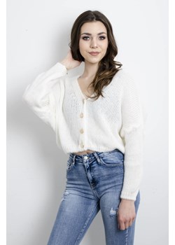 SWETER KARDIGAN ZAPINANY NA GUZIKI- BIAŁY ze sklepu olika.com.pl w kategorii Swetry damskie - zdjęcie 184646723