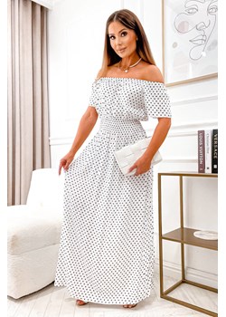SUKIENKA MAXI W KROKI Z GUMĄ W PASIE - BIAŁA ze sklepu olika.com.pl w kategorii Sukienki - zdjęcie 184646734