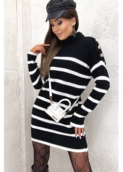 SWETER W PASKI Z OZDOBNYMI GUZIKAMI- CZARNY ze sklepu olika.com.pl w kategorii Swetry damskie - zdjęcie 184646934
