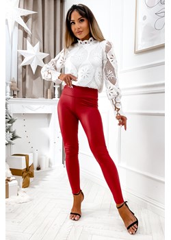 CZERWONE LEGGINSY Z IMITACJI SKÓRY - WYSOKI STAN ze sklepu olika.com.pl w kategorii Spodnie damskie - zdjęcie 184647001