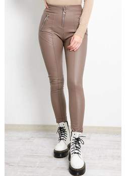 WOSKOWANE LEGGINSY Z PRZESZYCIAMI- WYSOKI STAN- MOKKA ze sklepu olika.com.pl w kategorii Spodnie damskie - zdjęcie 184647042