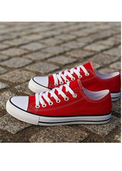 Trampki męskie Sznurowane czerwone z tkaniny /G3-2 17915 T230/ ze sklepu Pantofelek24.pl w kategorii Trampki męskie - zdjęcie 184647473