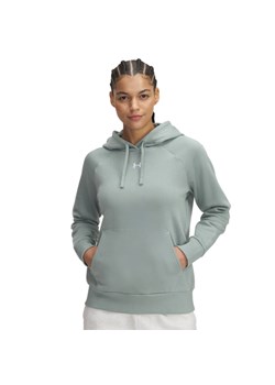 Damska bluza dresowa nierozpinana z kapturem Under Armour UA Rival Fleece Hoodie - zielona ze sklepu Sportstylestory.com w kategorii Bluzy damskie - zdjęcie 184648131
