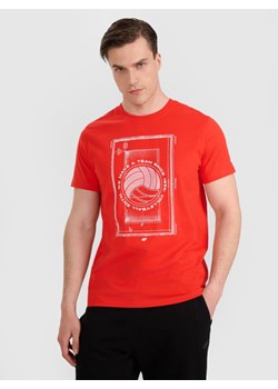 Męski t-shirt z nadrukiem 4F 4FRAW25TTSHM3236 - czerwony ze sklepu Sportstylestory.com w kategorii T-shirty męskie - zdjęcie 184648190