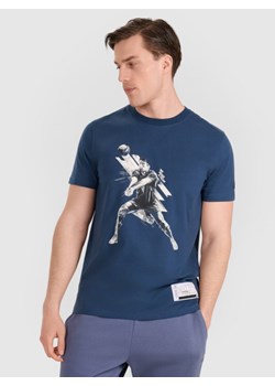 Męski t-shirt z nadrukiem 4F 4FRAW25TTSHM3237 - turkusowy ze sklepu Sportstylestory.com w kategorii T-shirty męskie - zdjęcie 184648222