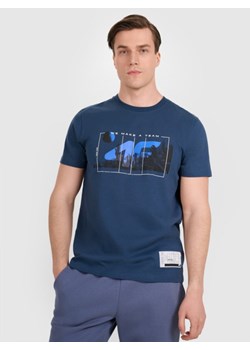 Męski t-shirt z nadrukiem 4F 4FRAW25TTSHM3298 - turkusowy ze sklepu Sportstylestory.com w kategorii T-shirty męskie - zdjęcie 184648243