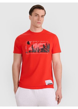 Męski t-shirt z nadrukiem 4F 4FRAW25TTSHM3298 - czerwony ze sklepu Sportstylestory.com w kategorii T-shirty męskie - zdjęcie 184648250