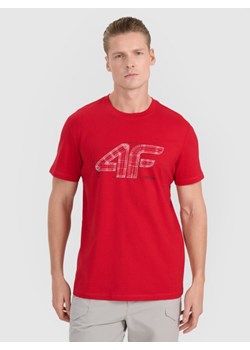 Męski t-shirt z nadrukiem 4F 4FRAW25TTSHM3311 - czerwony ze sklepu Sportstylestory.com w kategorii T-shirty męskie - zdjęcie 184648270