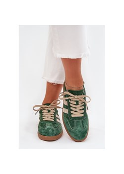 Boto Zamszowe Sneakersy Damskie Zielone Sirella ze sklepu ButyModne.pl w kategorii Buty sportowe damskie - zdjęcie 184649581
